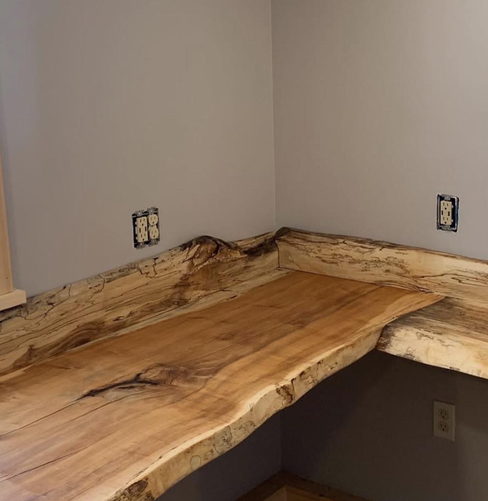 Live edge countertop installed in a corner