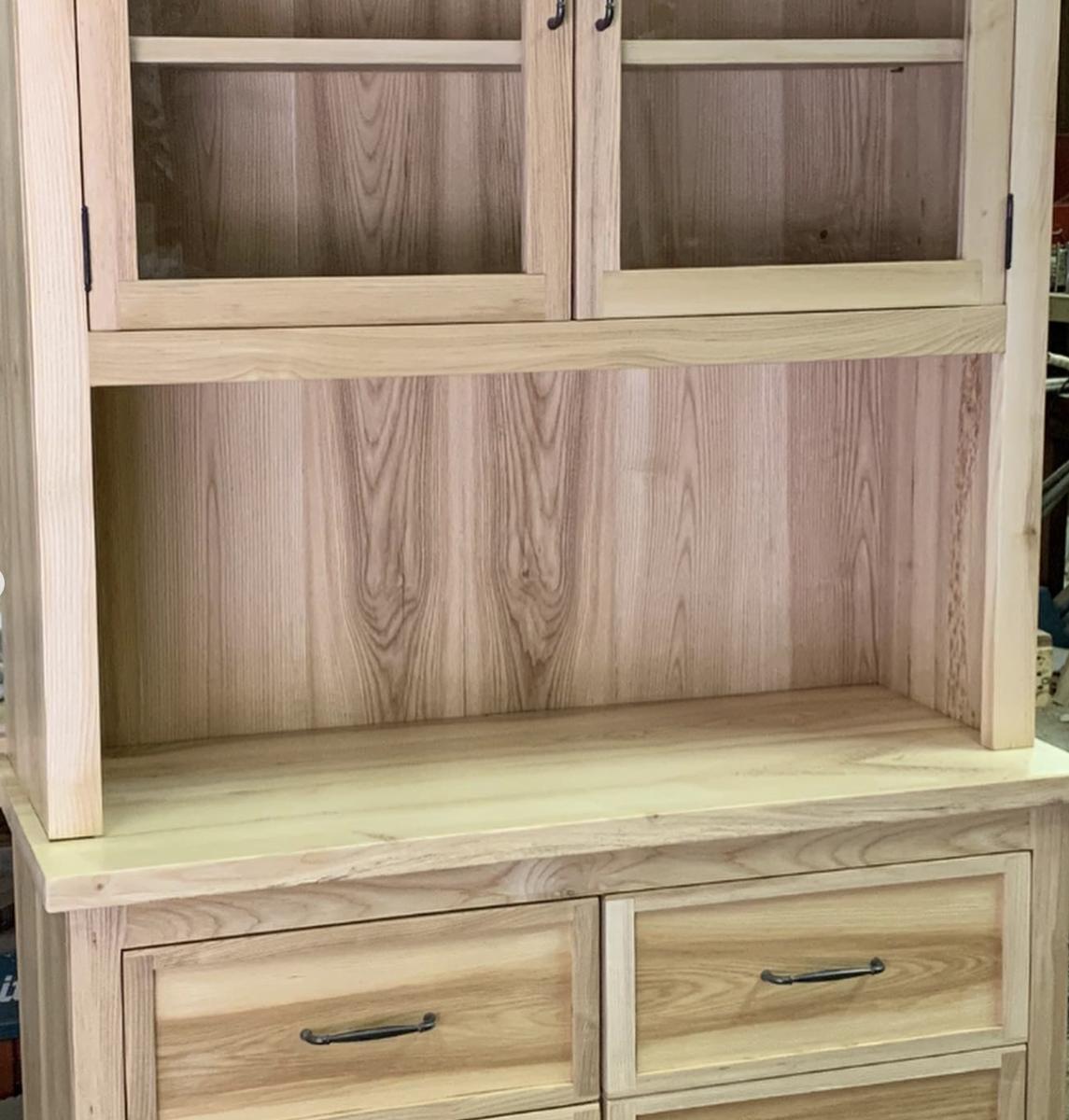 Built-in cabinet with glass doors and drawers